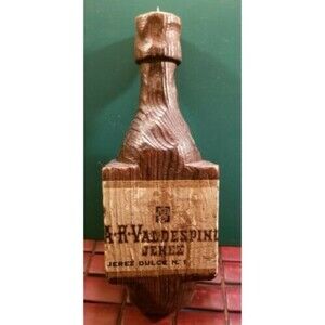 Vintage A R Valdespino Jerez Dulce Sherry No 1 Wooden Bottle Shaped Candleholder